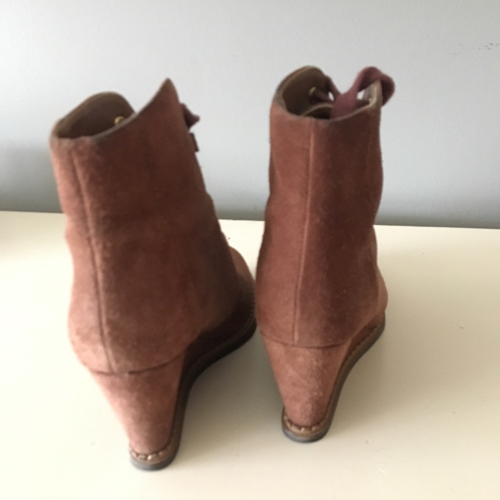 Kate Spade Lace Up Booties Wedge Heel - 6M - Picture 3 of 6